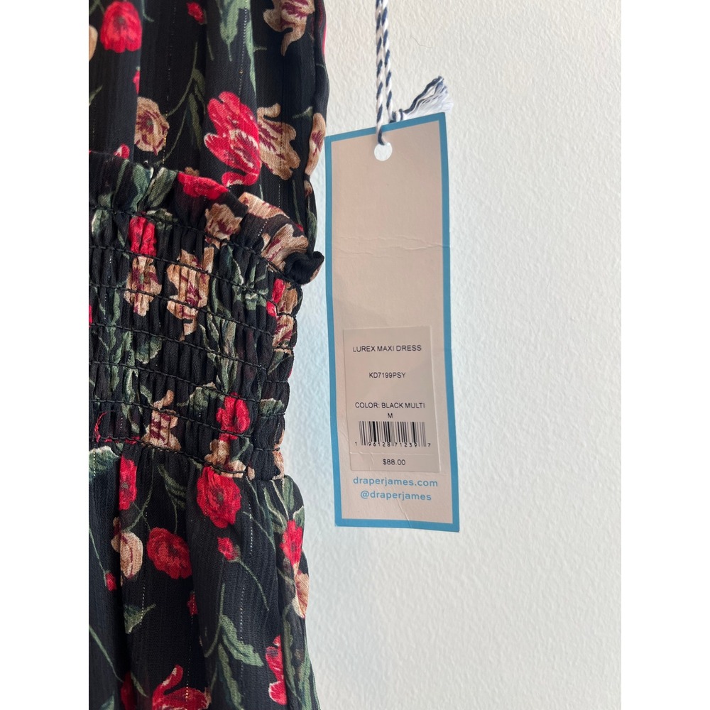 NWT Draper James RSVP Lurex Maxi Dress Womens‎ M Black Floral Metallic Tiered - Picture 7 of 10